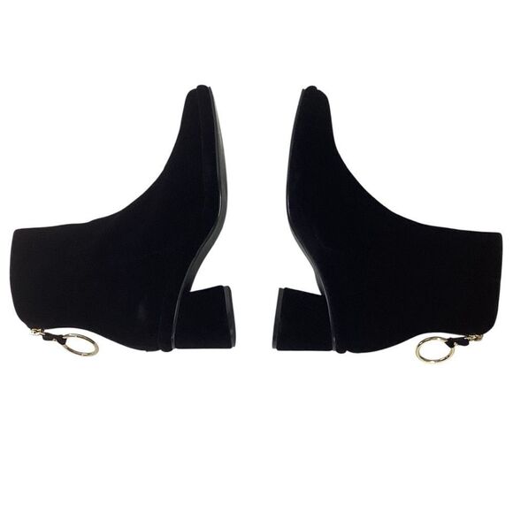 REIKE NEN Size 37.5 Velvet Ring Slim Boots Black Pointed Mid Heel Short Ankle - Picture 6 of 13